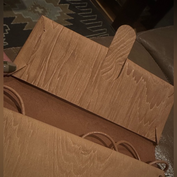 iRose Japan Woodgrain leather look tan Clutch Bag - Picture 3 of 6